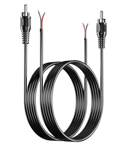 PANPEO RCA to Speaker Wire, 20AWG Bare Cables to RCA Plug Adapter Repair Speake Wire for Speaker Amplifier Audio Video AV Receiver TV Subwoofer（2 Pack,6.6FT） - Image 1