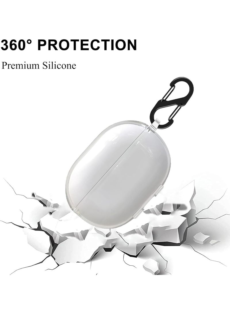 Silicone Clear Case for SoundPEATS Air 3 Pro, Protective Cover with Carabiner and Cleaning Pen-Clear - Image 2