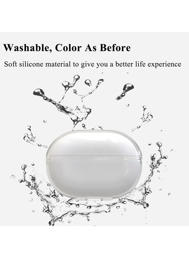 Silicone Clear Case for SoundPEATS Air 3 Pro, Protective Cover with Carabiner and Cleaning Pen-Clear - Image 4