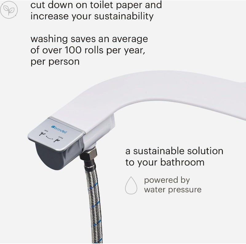 Brondell Bidet Attachment for Toilet SS250 SimpleSpa Fresh Water Spray with Adjustable Water Pressure Side Arm Control Slim Bidet Sprayer Silver Knob Dual Nozzle - Image 5