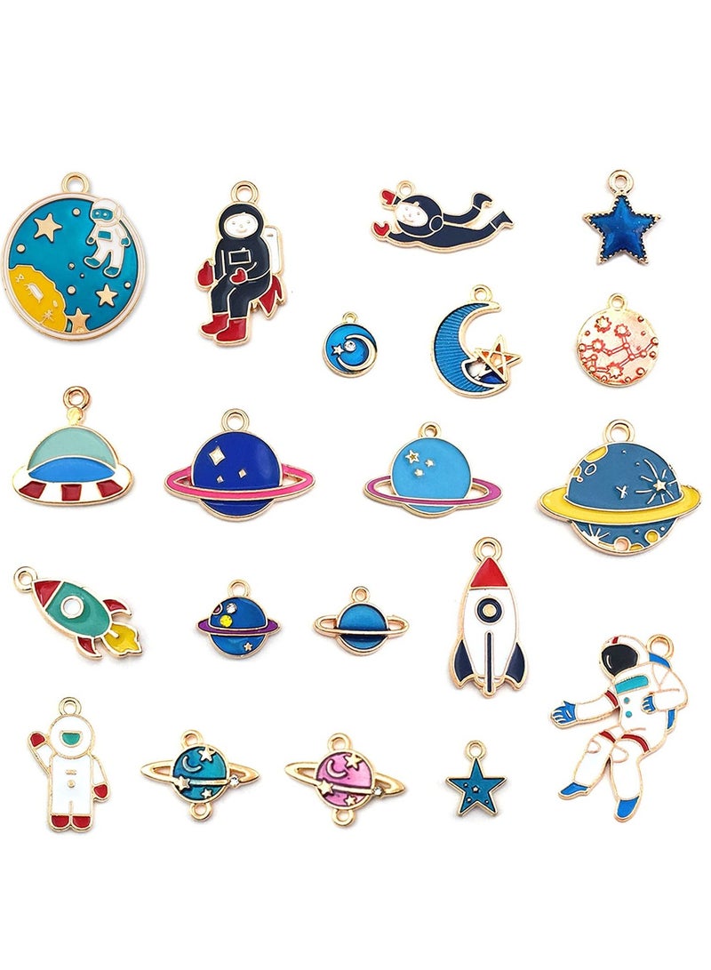 Excefore Jewelry Pendant, 20 Pcs Astronauts Moon and Stars Diy Mulicolor Pendants for Earrings Bracelets Necklaces Decorations Crafts - Image 1