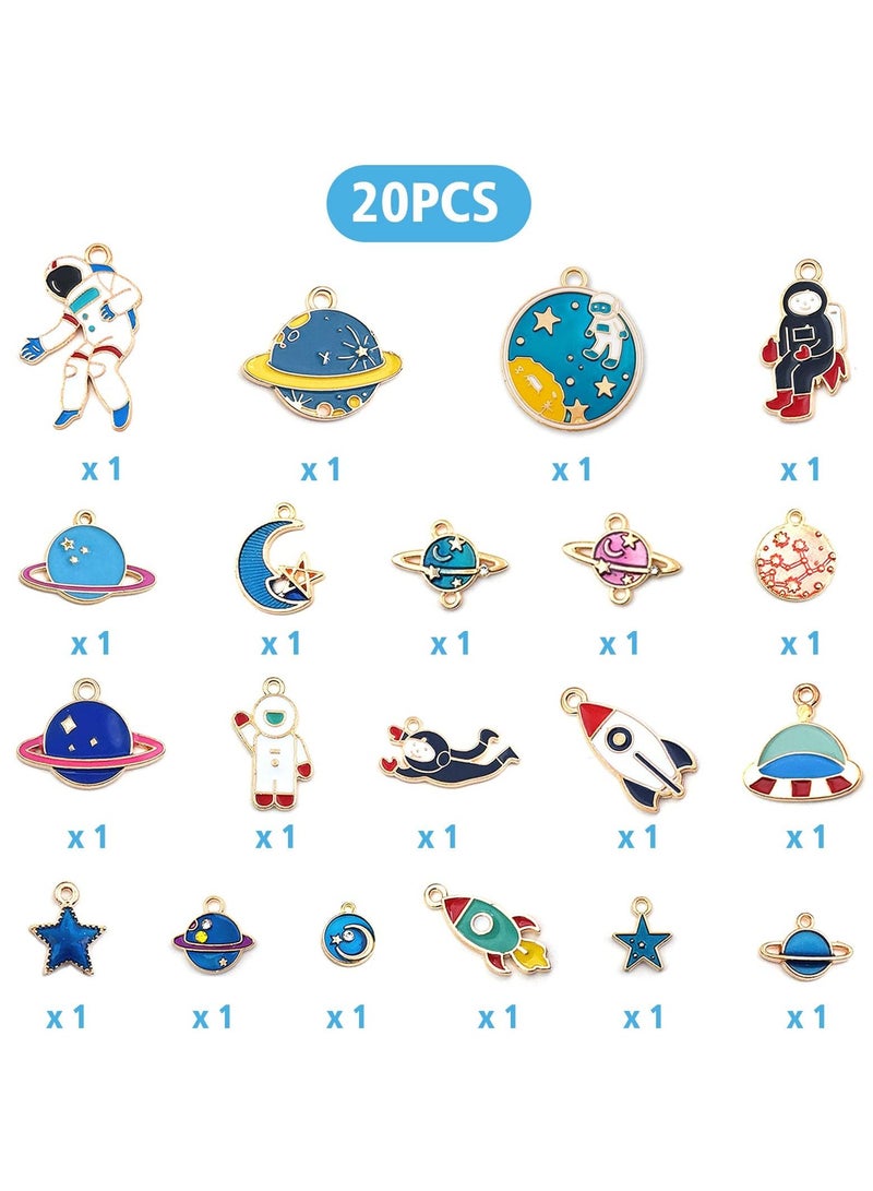 Excefore Jewelry Pendant, 20 Pcs Astronauts Moon and Stars Diy Mulicolor Pendants for Earrings Bracelets Necklaces Decorations Crafts - Image 4