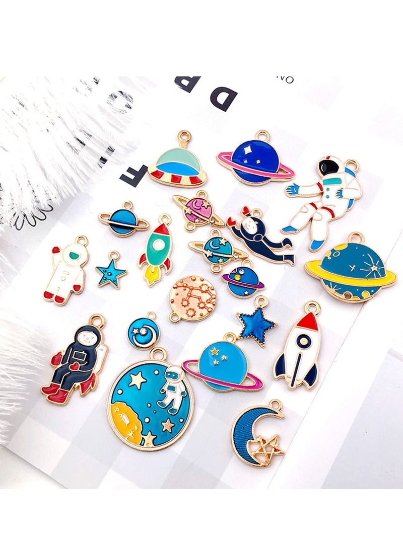 Excefore Jewelry Pendant, 20 Pcs Astronauts Moon and Stars Diy Mulicolor Pendants for Earrings Bracelets Necklaces Decorations Crafts - Image 2