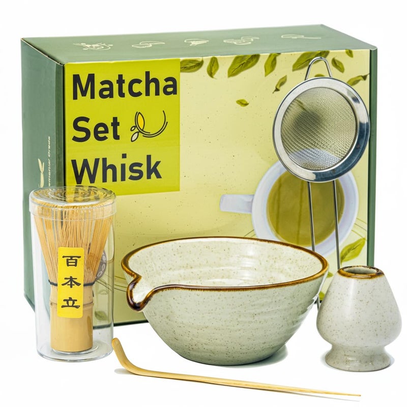 Zzlright Matcha Whisk Set,Matcha Set,Matcha Kit,Matcha Bowl with Spout,Scoop,Sifter,Bamboo Whisk,Chasen Holder,Unique Gifts for Women Mom her Grifend,Gifts for Christmas, Birthday - Image 1