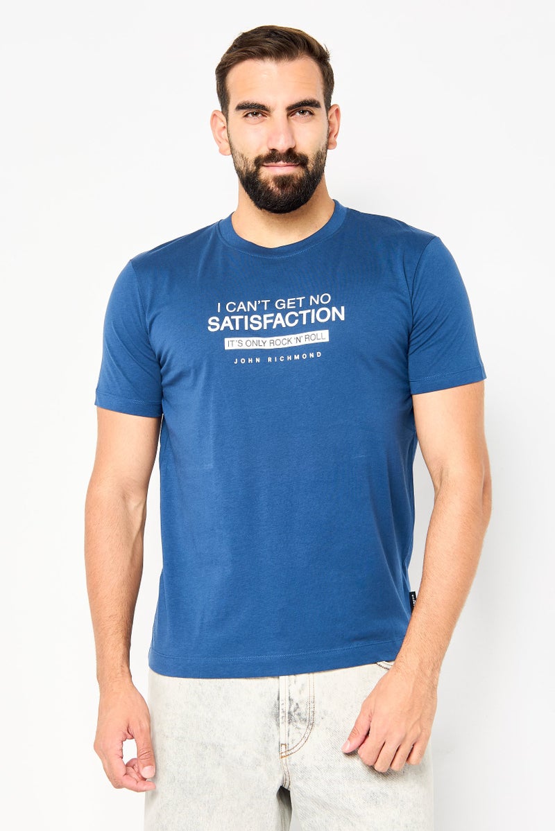 JOHN RICHMOND Men Crew Neck Short Sleeve Graphic Print T-shirt, Blue - Image 1