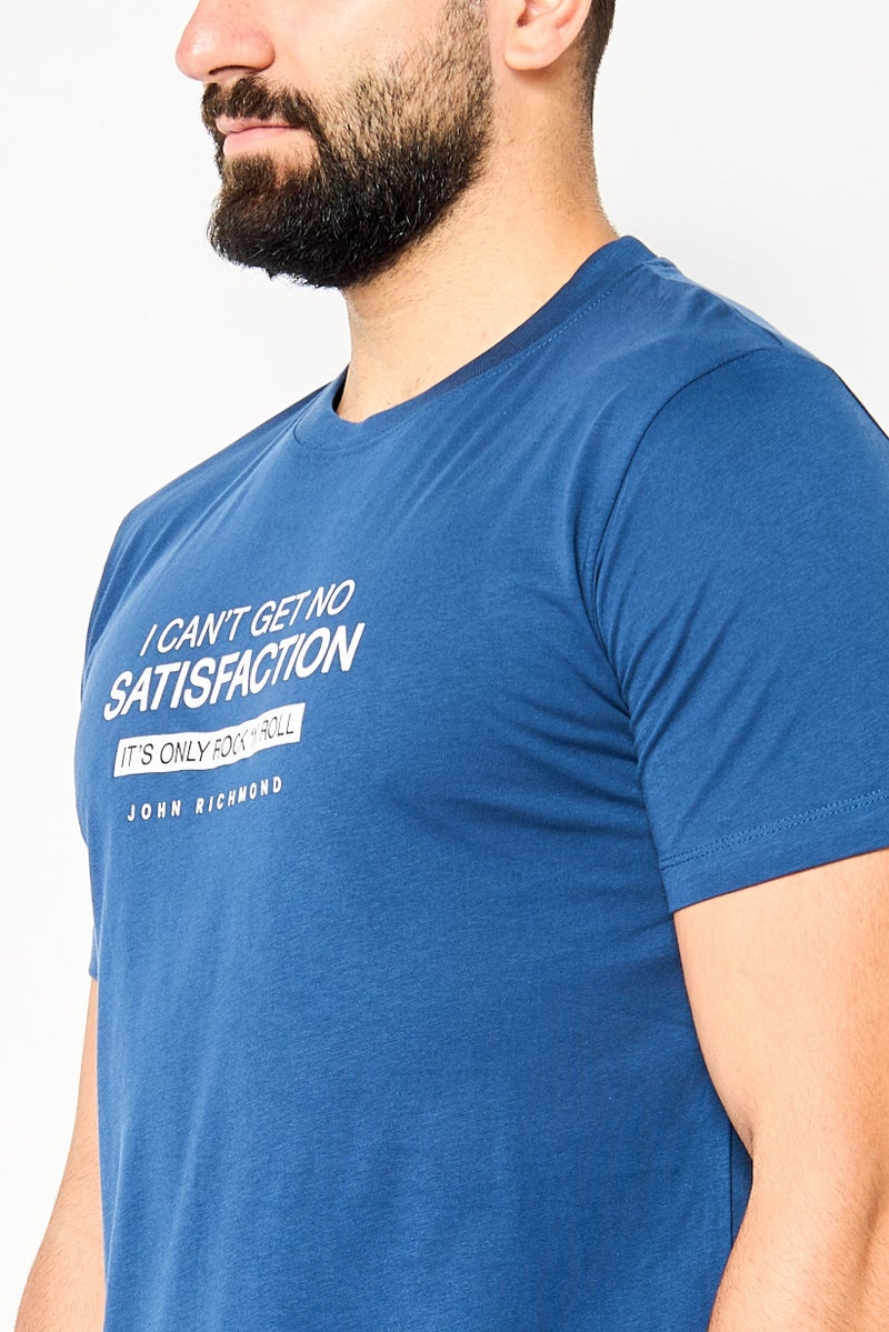 JOHN RICHMOND Men Crew Neck Short Sleeve Graphic Print T-shirt, Blue - Image 3