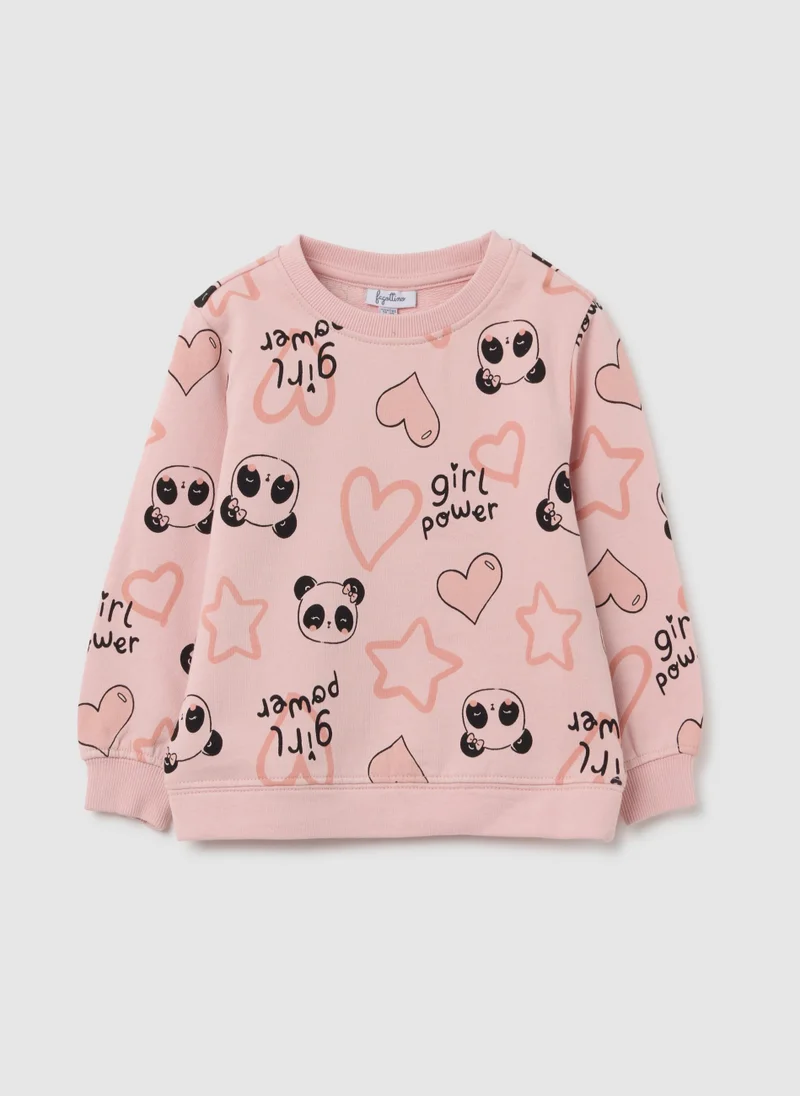 Ovs GIRLS' PINK PURE COTTON REGULAR FIT SWEATSHIRT WITH PRINT