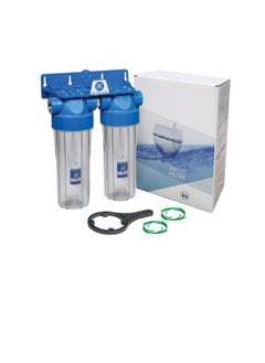 ار ار نظام تنقية مياه الشرب المضمنة المعتمد من NSF Aquafilter 10 بوصات RO ، البيت بالكامل ، مدخل ومخرج 3/4 بوصة BSPT لمياه البلدية - يزيل جميع الشوائب من الماء (مرحلتان)  - Image 1