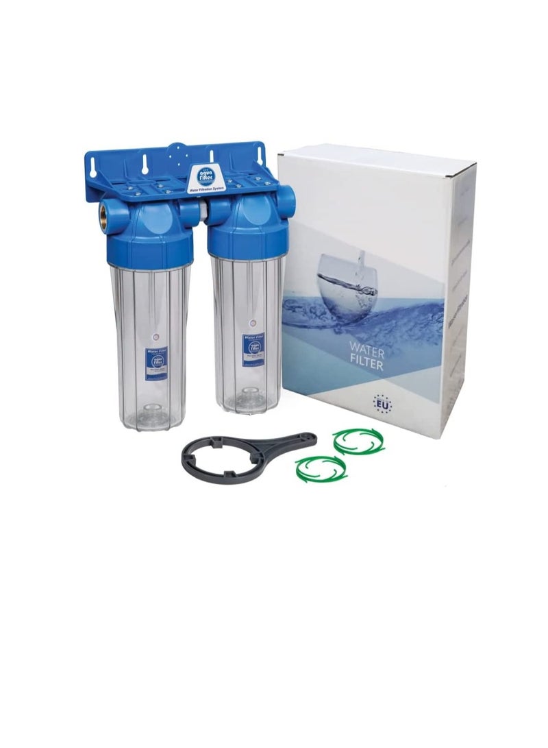 RR Aquafilter NSF Certified Inline Drinking Water Filtration System 10" RO, Whole House, 3/4” Inlet and Outlet BSPT for For Municipality Water - Removes All Impurities From Water (Two Stage) - Image 1
