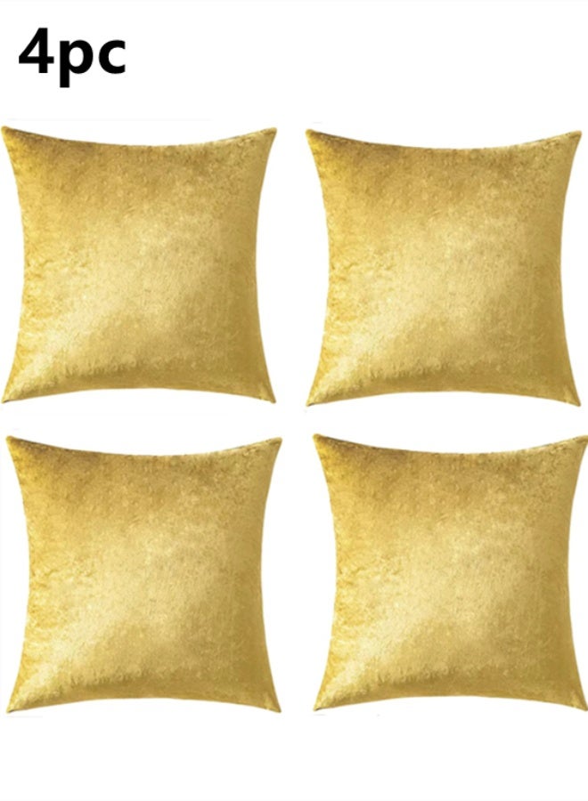 كوتيس أغطية وسائد ديكورية منزلية مكونة من 4 قطع، أغطية وسائد مربعة من البوليستر باللون الذهبي، مقاس 45 × 45 سم - Image 1