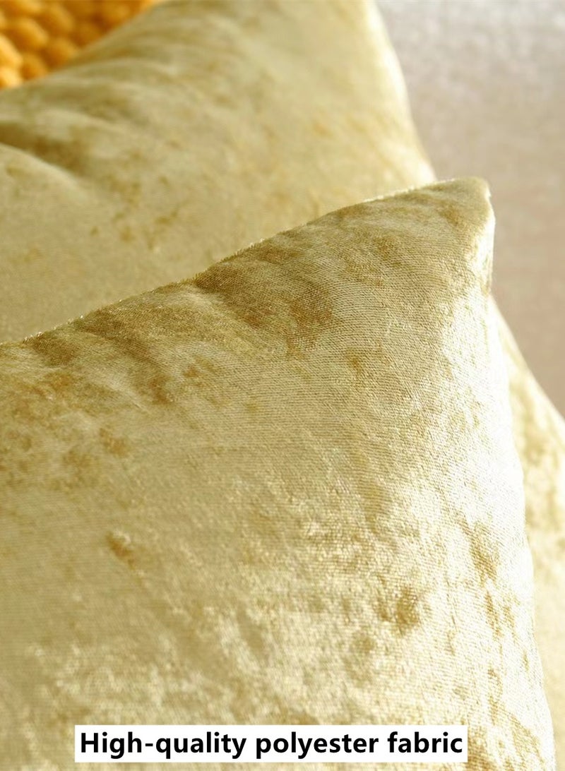 كوتيس أغطية وسائد ديكورية منزلية مكونة من 4 قطع، أغطية وسائد مربعة من البوليستر باللون الذهبي، مقاس 45 × 45 سم - Image 5