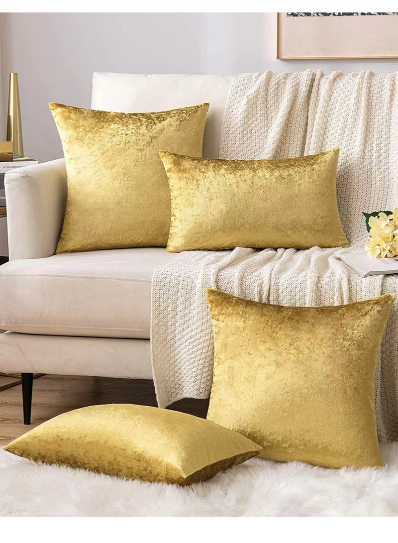 كوتيس أغطية وسائد ديكورية منزلية مكونة من 4 قطع، أغطية وسائد مربعة من البوليستر باللون الذهبي، مقاس 45 × 45 سم - Image 2