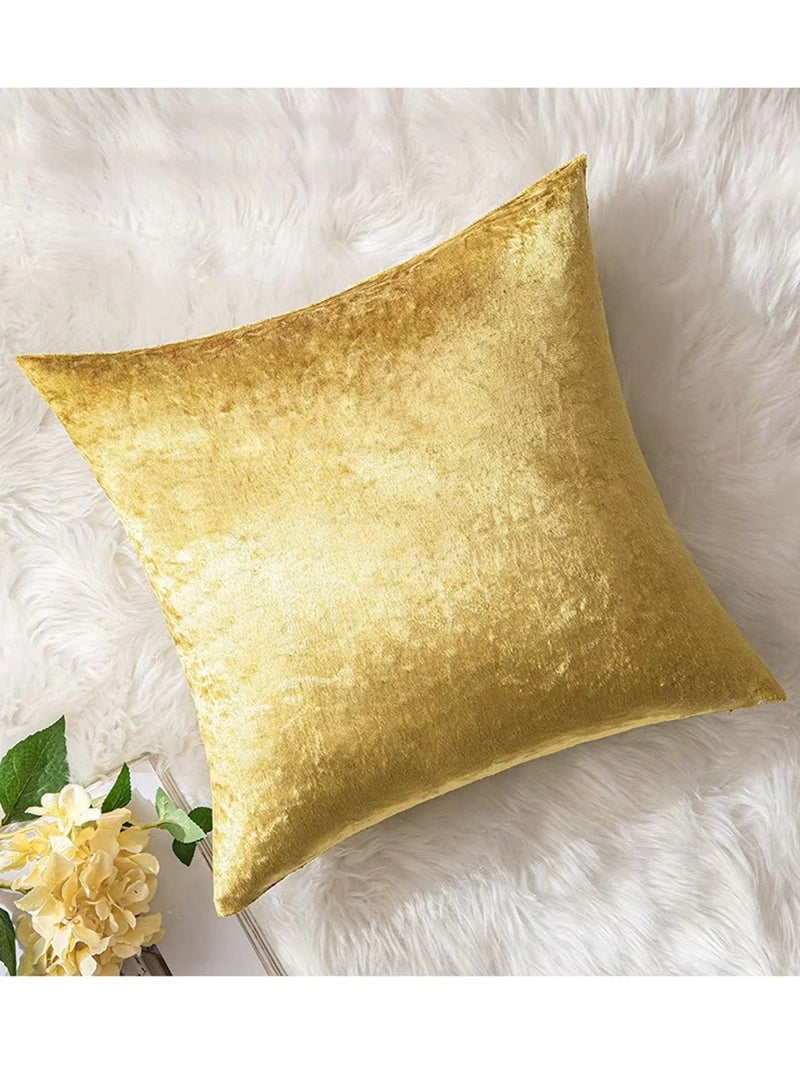 كوتيس أغطية وسائد ديكورية منزلية مكونة من 4 قطع، أغطية وسائد مربعة من البوليستر باللون الذهبي، مقاس 45 × 45 سم - Image 4