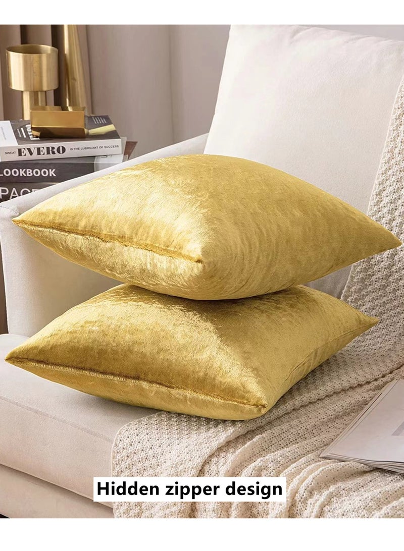 كوتيس أغطية وسائد ديكورية منزلية مكونة من 4 قطع، أغطية وسائد مربعة من البوليستر باللون الذهبي، مقاس 45 × 45 سم - Image 3