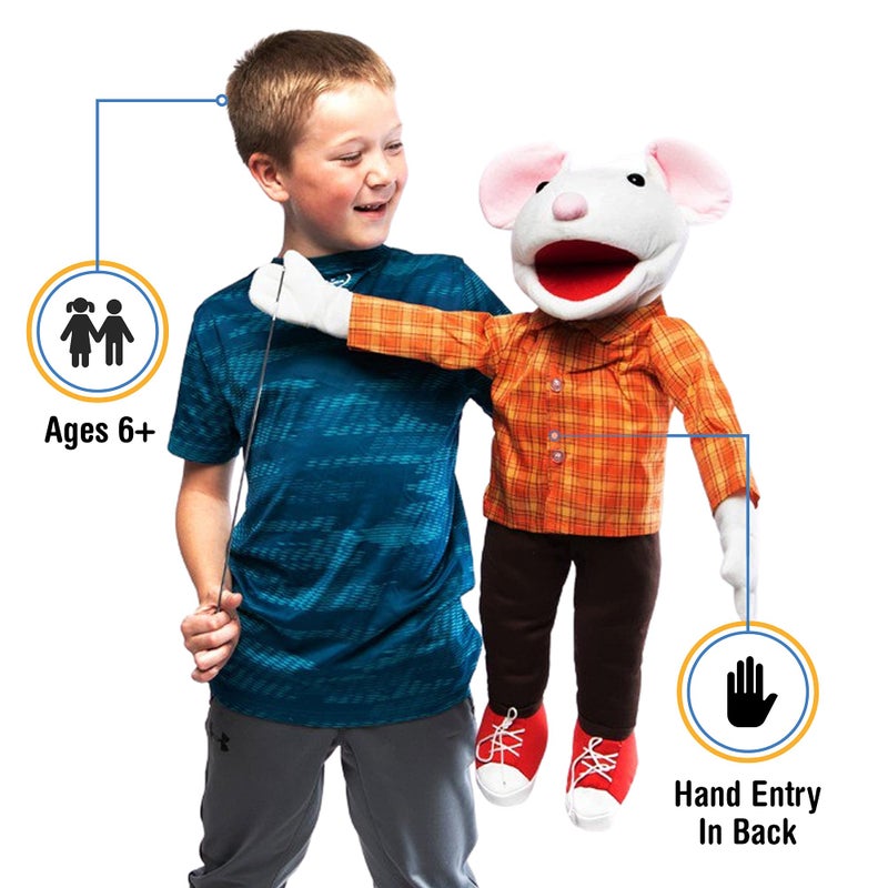 Silly Puppets دُمى حيوانات بحجم 25" مع أحذية رياضية، نمط دمى المتكلم، دمية كاملة الجسم - Image 1