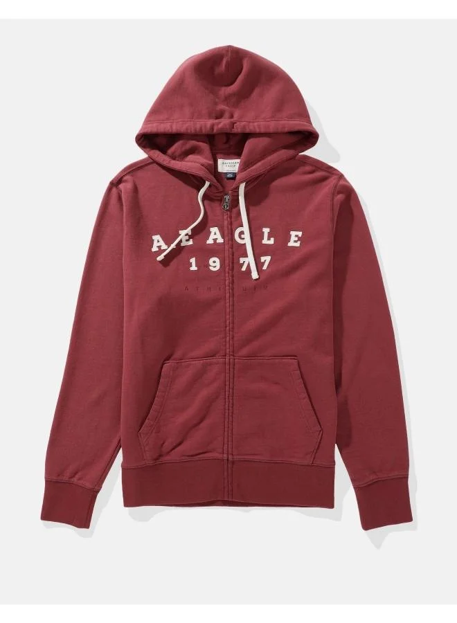 امريكان ايجل AE Logo Graphic Zip-Up Hoodie