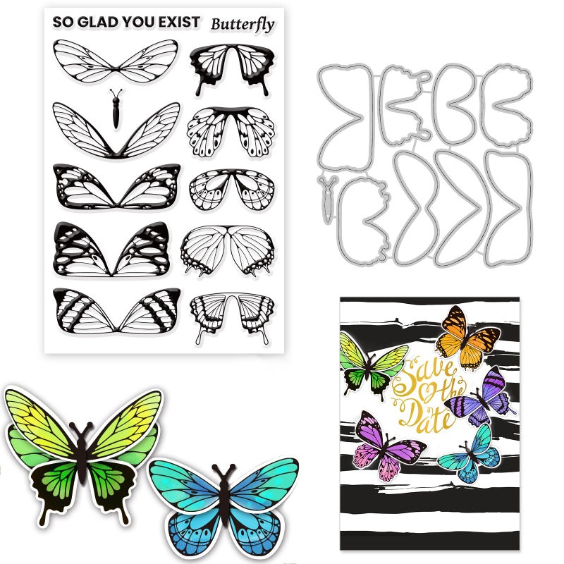 ORIGACH 3D Butterfly Stamps and Dies for Card Making DIY Scrapbooking Album Decorative