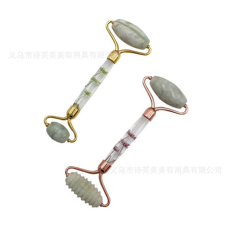 Acrylic Handle Jade Roller Massager Powder Crystal Jade Massage Roller Scraping Board Set Beauty Stick - Image 4