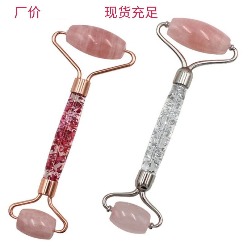 Acrylic Handle Jade Roller Massager Powder Crystal Jade Massage Roller Scraping Board Set Beauty Stick - Image 3