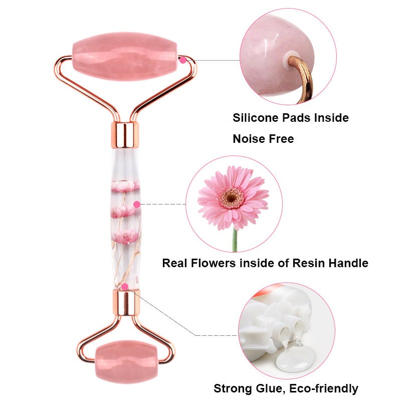 Acrylic Handle Jade Roller Massager Powder Crystal Jade Massage Roller Scraping Board Set Beauty Stick - Image 5