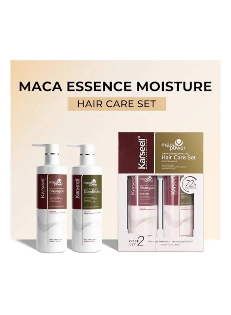 كارسيل مجموعة شامبو وبلسم بزيت الأرغان - إصلاح عميق وترميم للشعر الجاف والتالف والمصبوغ - غني بزيت الأرغان المغربي لترطيب وتغذية مكثفة - 2 × 500 مل - Image 2