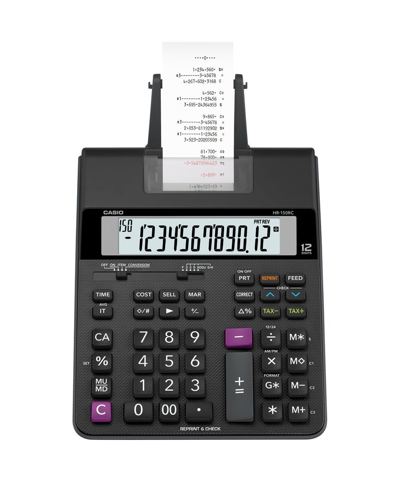 Casio HR-150RC 12-Digit Printing Calculator with 2-Color Printing, Reprint Function, Check & Correct, Business Calculation Features black - Image 2