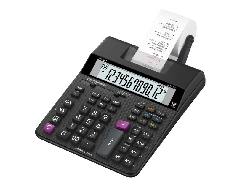 Casio HR-150RC 12-Digit Printing Calculator with 2-Color Printing, Reprint Function, Check & Correct, Business Calculation Features black - Image 1