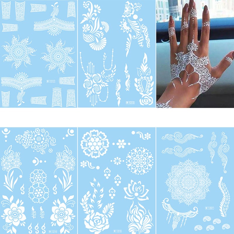 White Lace Tattoo Sticker Water Transfer Tattoo Sticker Waterproof Body Art Sticker Temporary Skin Art for Women Girls - Image 3