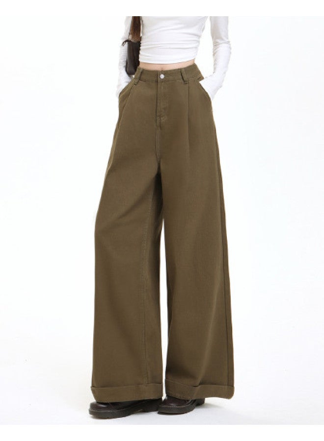 Jeanswest جينز واسع الساق بحافة مطوية، مريح، عالي الخصر، فضفاض، مستقيم - Image 1