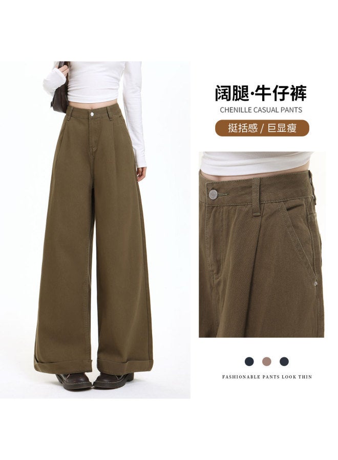 Jeanswest جينز واسع الساق بحافة مطوية، مريح، عالي الخصر، فضفاض، مستقيم - Image 3