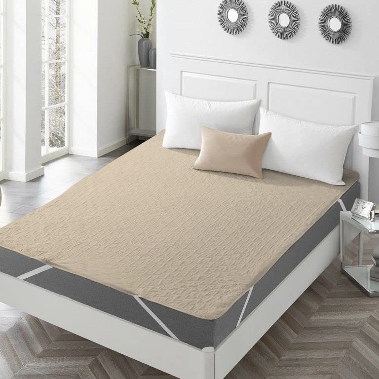 CHICERY Cotton Elastic Strap Quilted Mattress Protector Small Twin Size Water Resistant Breathable Soft and Cool Quilted Bed Cover Elastic Straps on CornersBeigeSmall Twin 48x72inch - Image 2