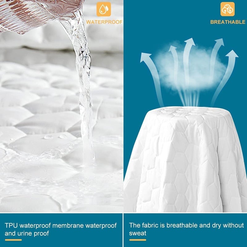 CHICERY Cotton Elastic Strap Quilted Mattress Protector Small Twin Size Water Resistant Breathable Soft and Cool Quilted Bed Cover Elastic Straps on CornersBeigeSmall Twin 48x72inch - Image 5