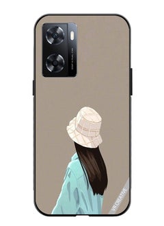 Protective Case Cover For Oppo A57/A77s Brown Hat Girl Design Multicolour