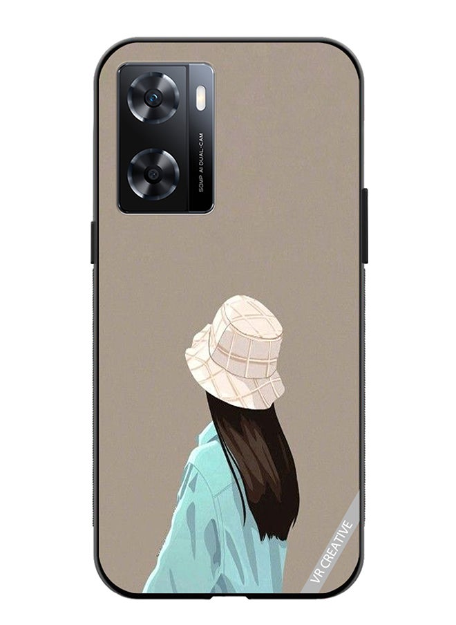 VR CREATIVE - Protective Case Cover For Oppo A57/A77s Brown Hat Girl Design Multicolour - Image 1