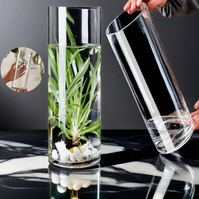Liotww Acrylic Cylinder Plastic Vase for Centerpiece Unbreakable Hurricane Tall Large Plastic Vases for Proposals Wedding Hydroponic Decor Base Set of 2 with DIY Stickers D 4 D 48 X H 158 Clear - Image 2