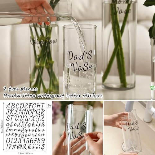 Liotww Acrylic Cylinder Plastic Vase for Centerpiece Unbreakable Hurricane Tall Large Plastic Vases for Proposals Wedding Hydroponic Decor Base Set of 2 with DIY Stickers D 4 D 48 X H 158 Clear - Image 3