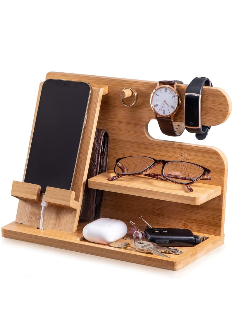 Anniversary Birthday Gifts for Men Man Dad Husband Boyfriends, Wooden Phone Docking Station