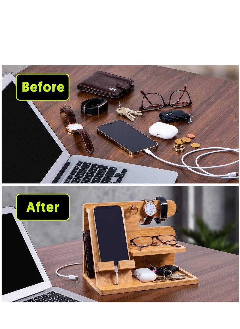 Anniversary Birthday Gifts for Men Man Dad Husband Boyfriends, Wooden Phone Docking Station