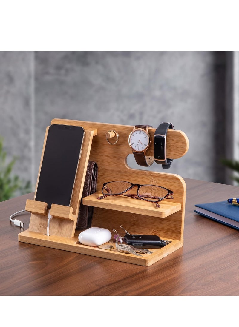 Anniversary Birthday Gifts for Men Man Dad Husband Boyfriends, Wooden Phone Docking Station