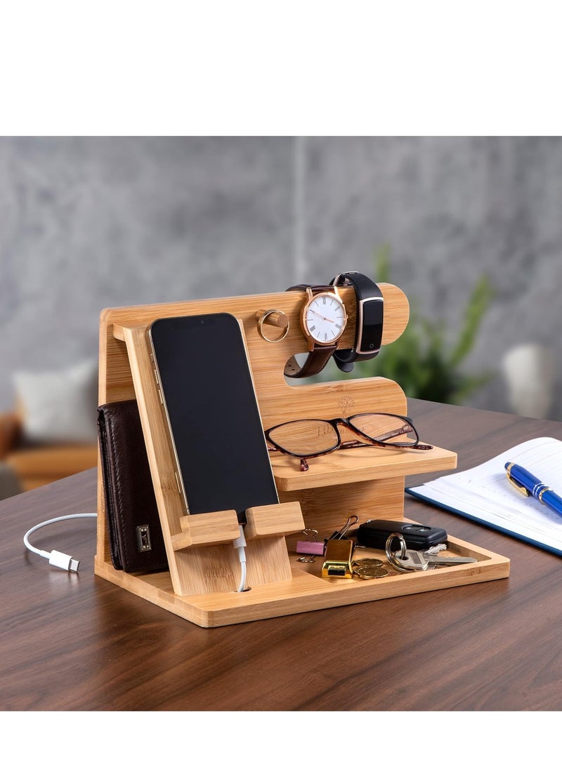 Anniversary Birthday Gifts for Men Man Dad Husband Boyfriends, Wooden Phone Docking Station