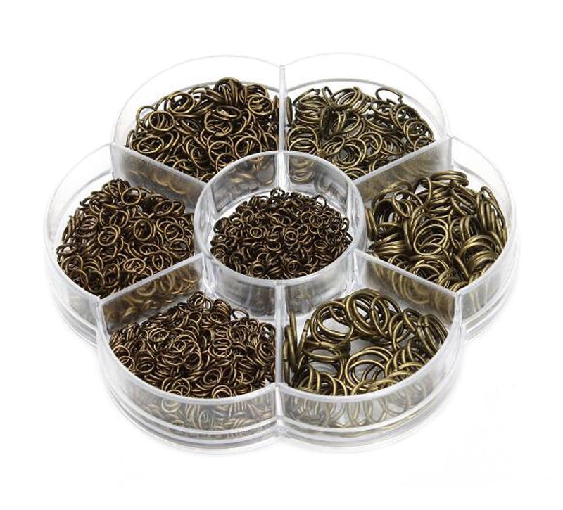 1450 Pcs Bronze Open Circle Jump Rings 1 Box 3mm 4mm 5mm 6mm 7mm 8mm 10mm Metal Monocyclic Manual Connection Ring for DIY Handicraft Accessories