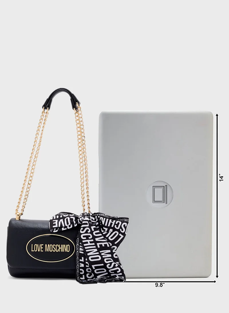 Love Moschino Logo Detailed Flap Over Crossbody