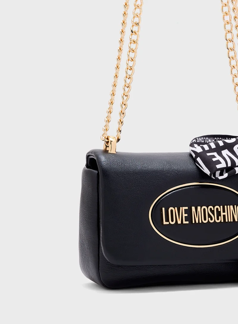 Love Moschino Logo Detailed Flap Over Crossbody