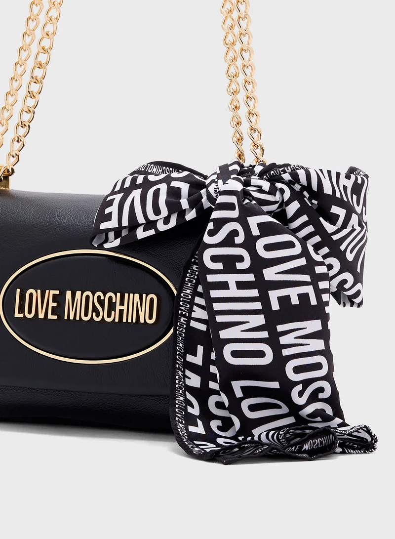 Love Moschino Logo Detailed Flap Over Crossbody