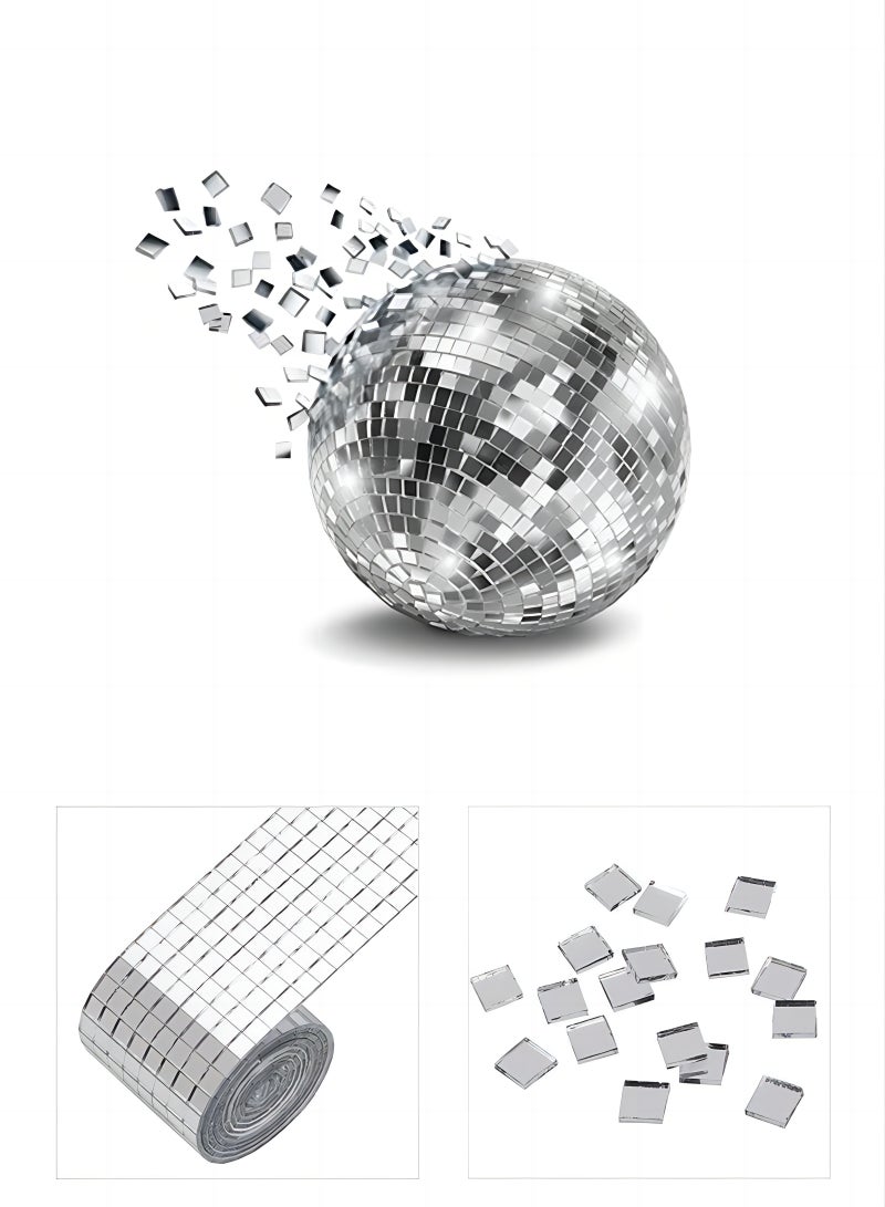 1464 Pieces self adhesive mosaic tiles square glass mini square glass pieces mirror stickers decorative craft DIY accessory mirrors mosaic tiles silver/pink/gold - Image 1