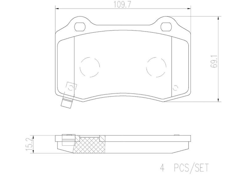 Brembo P11024N Premium Ceramic Rear Disc Brake Pad Set CADILLAC/CHEVROLET/CHRYSLER/DODGE/FPV/JEEP OE# 89047744 - Image 4