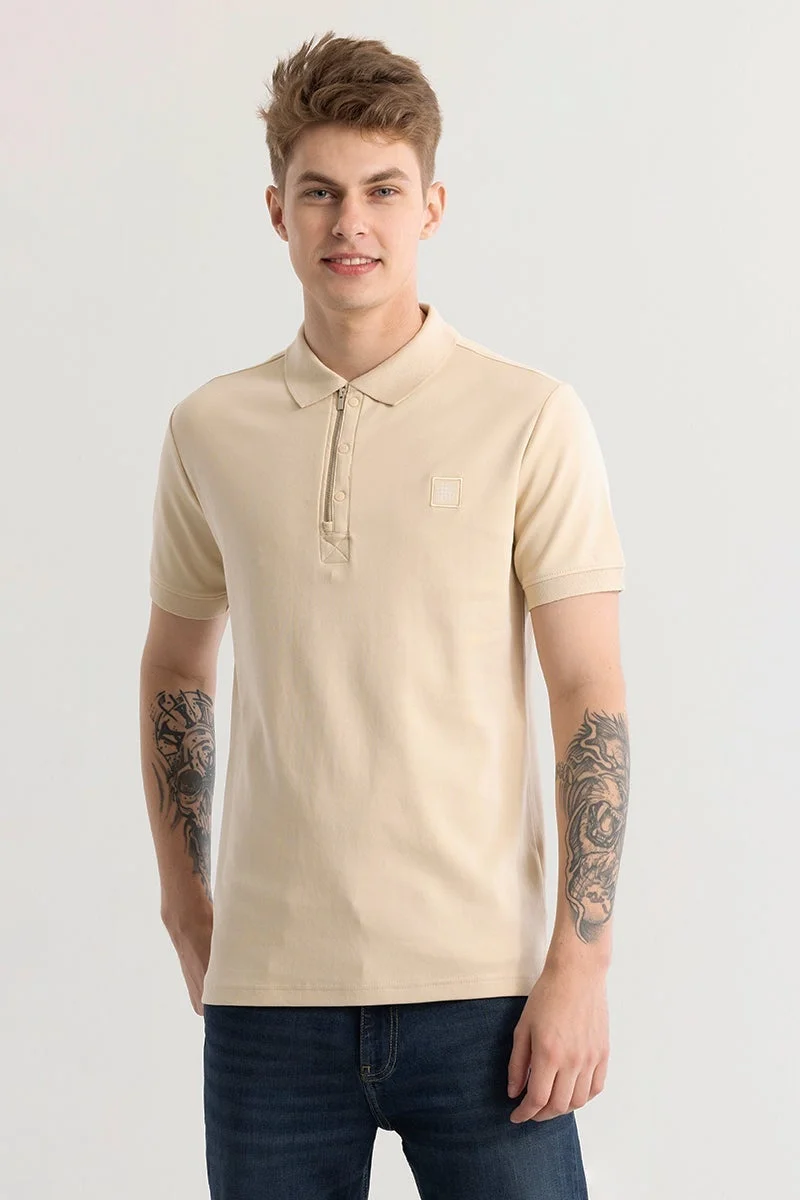 سنيتش Manuela Plain Cream Polo T-Shirt