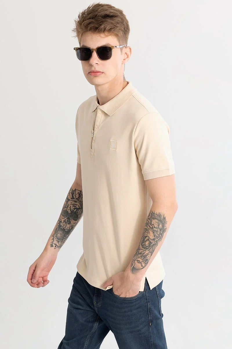 سنيتش Manuela Plain Cream Polo T-Shirt
