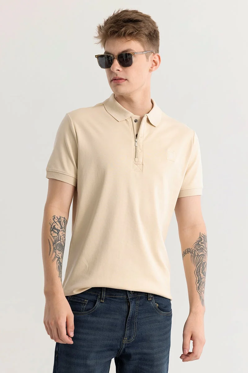 سنيتش Manuela Plain Cream Polo T-Shirt