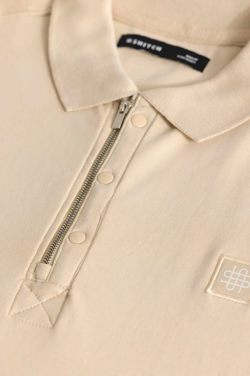 سنيتش Manuela Plain Cream Polo T-Shirt